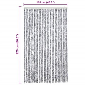 Vliegengordijn 118x220 cm chenille wit en grijs 7