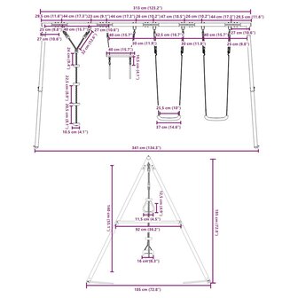 Schommelset met schommels, trapeze en klimschommel met schijven 10