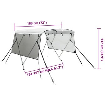 Biminitop 3 bogen met mesh zijwanden183x(154-167)x137 cm 12