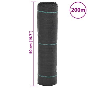 Worteldoek 0,5x200 m polypropeen zwart 8