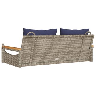 Schommelbank met kussens 109x62x40 cm poly rattan grijs 6