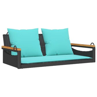 Schommelbank met kussens 109x62x40 cm poly rattan zwart 2