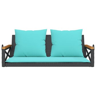 Schommelbank met kussens 109x62x40 cm poly rattan zwart 4
