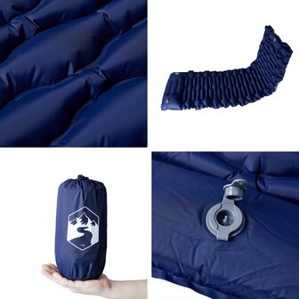 Kampeermatras met kussen zelfopblazend 1-persoons marineblauw 5