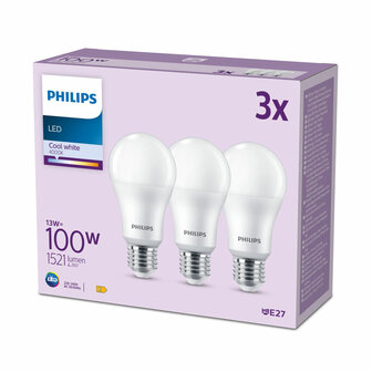 Ledlamp Philips A67 Wit E 100 W E27 3 Stuks (4000 K) 4