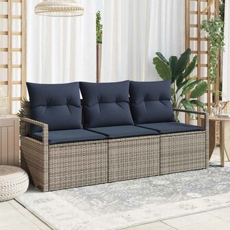 Bankstel 3 pcs Grijs poly rattan 1