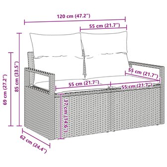 Bankstel 4 pcs Grijs poly rattan 9
