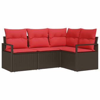 Bankstel 4 pcs Bruin poly rattan 2