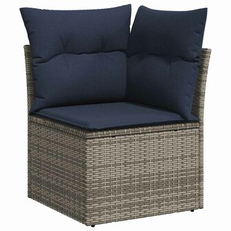Bankstel met kussen 4 pcs Grijs poly rattan 3