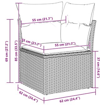 Bankstel met kussen 4 pcs Grijs poly rattan 5