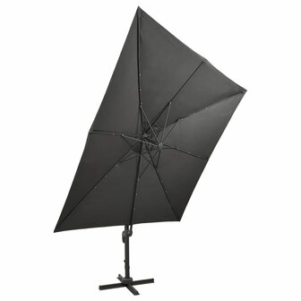 Zweefparasol met paal en LED-verlichting 300 cm antracietkleur 4