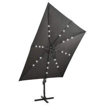 Zweefparasol met paal en LED-verlichting 300 cm antracietkleur 5