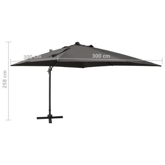Zweefparasol met paal en LED-verlichting 300 cm antracietkleur 11