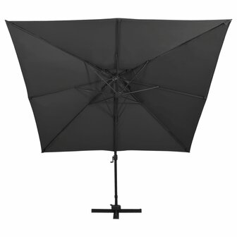 Zweefparasol met dubbel dak 300x300 cm zwart 3