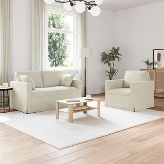 Bankstel 2 pcs Cr&egrave;me 138 x 78 x 80 cm Fluweel 1
