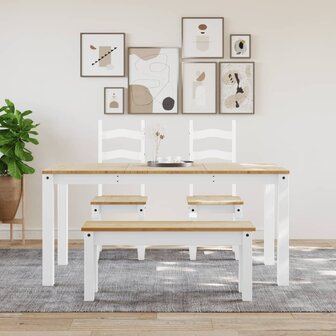 Eetkamerbank PANAMA 105x30x45 cm massief grenenhout wit 3