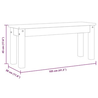 Eetkamerbank PANAMA 105x30x45 cm massief grenenhout wit 8