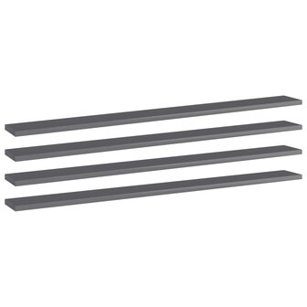 Wandschappen 4 st 100x10x1,5 cm spaanplaat hoogglans grijs 1