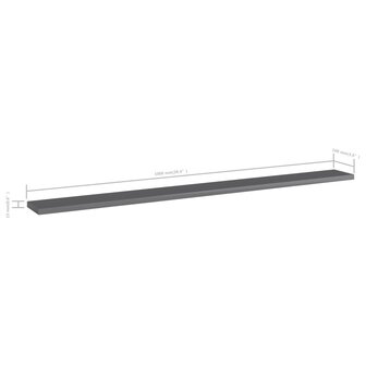 Wandschappen 4 st 100x10x1,5 cm spaanplaat hoogglans grijs 5