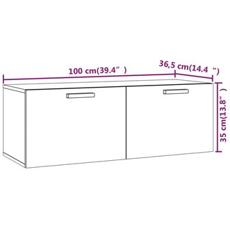 Wandkast 100x36,5x35 cm bewerkt hout grijs 9