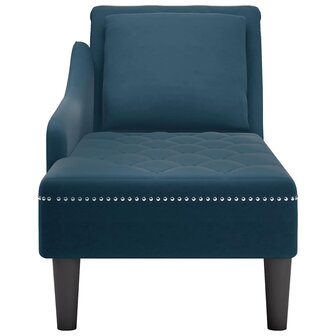 Chaise longue met kussen en rechterarmleuning fluweel blauw 4