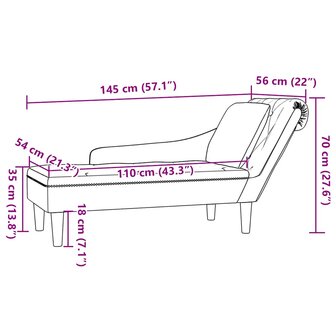 Chaise longue met kussen&amp;rechterarmleuning fluweel cr&egrave;mekleurig 9