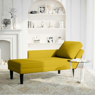 Chaise longue met kussen en rechterarmleuning fluweel geel 2