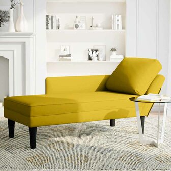 Chaise longue met kussen en rechterarmleuning fluweel geel 3