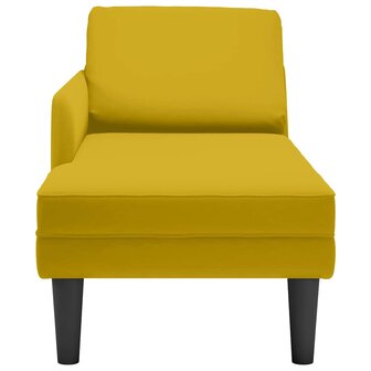 Chaise longue met kussen en rechterarmleuning fluweel geel 4