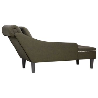 Chaise longue met kussen&amp;rechterarmleuning kunstleer legergroen 6
