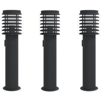 Buitenvloerlampen 3 st stopcontact 60 cm roestvrijstaal zwart 2