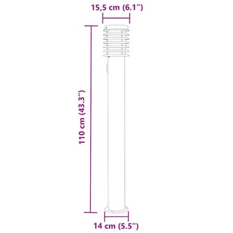 Buitenvloerlampen 3 st stopcontact 110 cm roestvrijstaal zwart 7