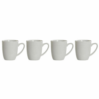 Set van 4 mokken DKD Home Decor Wit Porselein 330 ml 12 x 10 x 9 cm 1