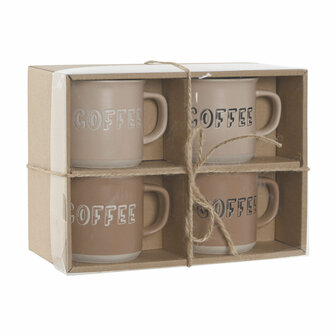 Set van 4 mokken Home ESPRIT Bruin Keramiek 285 ml 9 x 7 x 8 cm 4