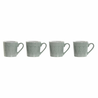 Set van 4 mokken Home ESPRIT Groen Keramiek 360 ml 9,5 x 13 x 9,2 cm Mandala 1
