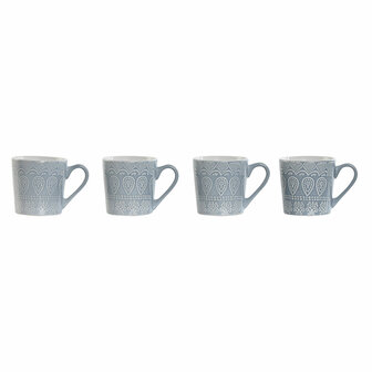 Set van 4 mokken Home ESPRIT Blauw Keramiek 340 ml 13 x 9,5 x 9,2 cm Mandala 1