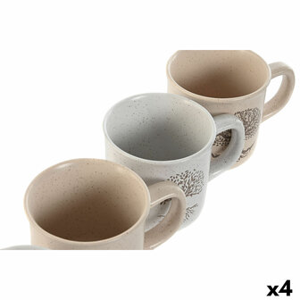 Mok Home ESPRIT Wit Beige Traditioneel Levensboom 330 ml (4 Stuks) 3