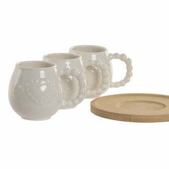 Set van 6 kopjes met schotel Home ESPRIT Wit Bamboe Porselein 150 ml 2