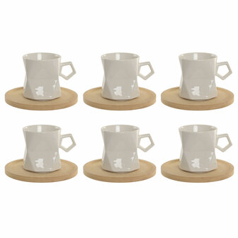 Set van 6 kopjes met schotel Home ESPRIT Wit Porselein 180 ml 1