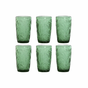Glazenset Home ESPRIT Groen Kristal Met reli&euml;f 370 ml (6 Stuks) 1