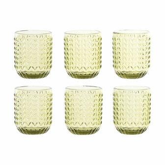 Glazenset Home ESPRIT Groen Kristal Met reli&euml;f 275 ml (6 Stuks) 1