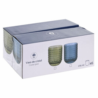 Glazenset Home ESPRIT Groen Kristal Met reli&euml;f 275 ml (6 Stuks) 4