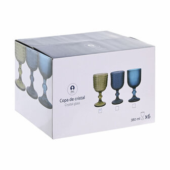 Glazenset Home ESPRIT Groen Kristal 380 ml (6 Stuks) 5