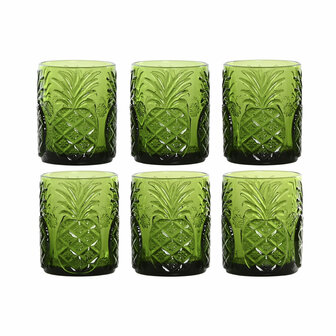 Glazenset Home ESPRIT Groen Kristal Met reli&euml;f 300 ml (6 Stuks) 1