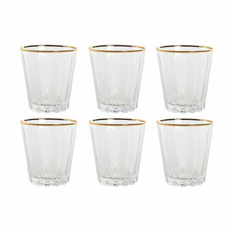 Glazenset Home ESPRIT Transparant Gouden Kristal Met reli&euml;f 350 ml (6 Stuks) 1