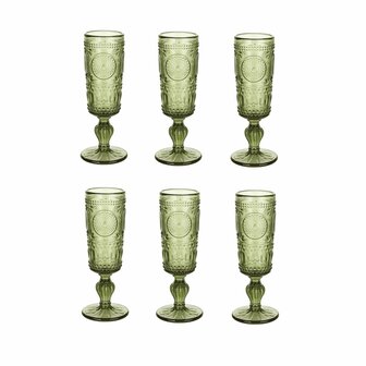 Glazenset Home ESPRIT Groen Kristal 135 ml (6 Stuks) 1