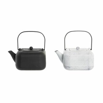Theepot DKD Home Decor Zwart Roestvrij staal Wit 1,2 L (2 Stuks) 1
