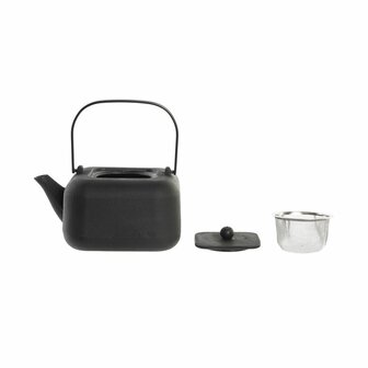 Theepot DKD Home Decor Zwart Roestvrij staal Wit 1,2 L (2 Stuks) 2
