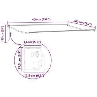 Elektrisch uitschuifbaar zonnescherm frame Wit 4 x 2 m 8