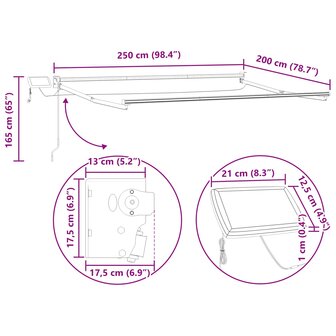 Elektrisch uitschuifbaar zonnescherm frame Wit 2,5 x 2 m 9